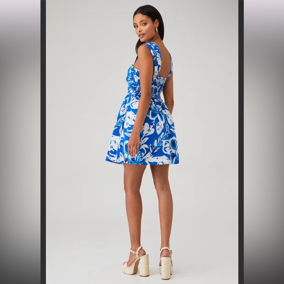 NWT Cleobella Women's Brynlee Mini Dress Color: Blue Azure Print Size Medium - Picture 3 of 3